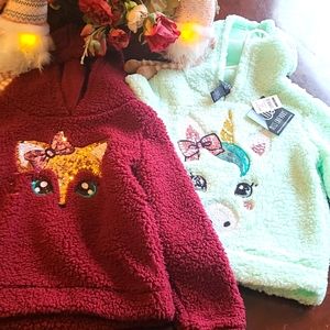 2 Tops!! Girls Super Fuzzy Sweater Size 10-12